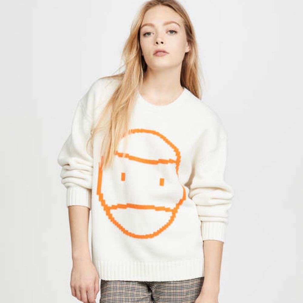 Tory Sport Loose Fit Wool 'Grumps' Pixel Crew Neck Sweater